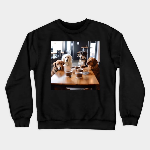 Paws & Sips: A Cozy Canine Cafe Crewneck Sweatshirt by naars90